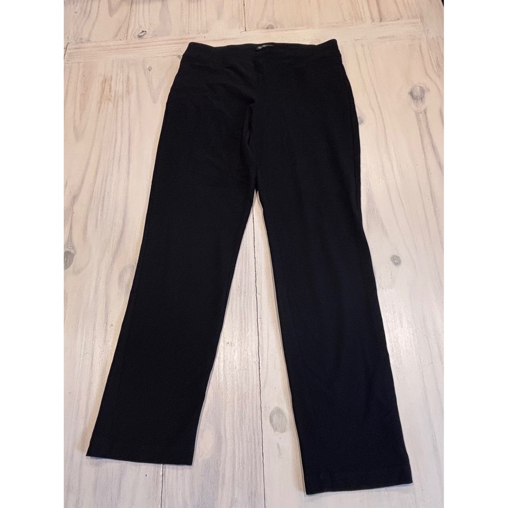 Eileen Fisher Womens Black Viscose Blend Straight Leg Pull On Pants Size XS